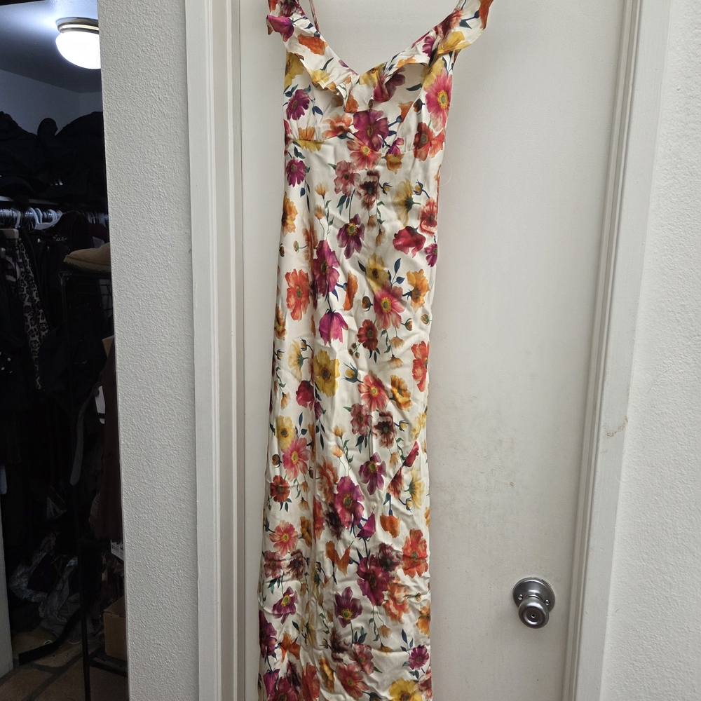 Astr White Floral Midi Dress with Pink Yellow Red Flowers - Picture 4 of 6